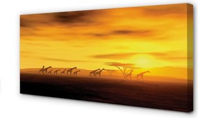 Duży obraz na płótnie Drzewo i Żyrafy pod Niebem