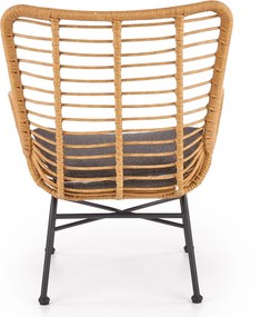 Krzesło rattanowe z poduszką i podłokietnikami Ikaro