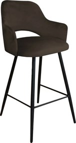 Hoker Milano krzesło barowe tkanina Welur podstawa metalowa : Kolor nogi - Czarna stożek, Kolor tkaniny - VELVET - MG05, Typ siedziska - Siedzisko stałe
