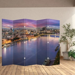 Parawan - Nocne miasto Bratysława z rzeką (210x170 cm)