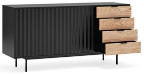Czarno-naturalna niska komoda w dekorze dębu 159x80 cm Sierra – Teulat