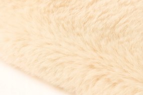 Dywanik futrzany miękki kremowy 60 cm dekoracyjny antypoślizgowy do salonu
