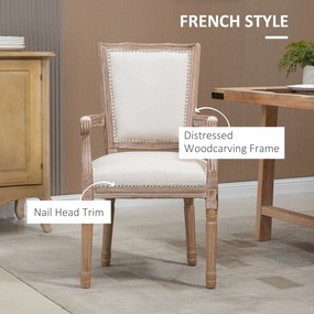 HOMCOM Krzesło Jadalniane Styl Francuski Dekoracja Nitami Kremowe Wygodne | Aosom PL