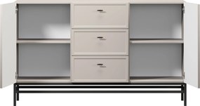 Komoda Lorini 150 cm z szufladami - kaszmir / czarne uchwyty T-bar / stelaż