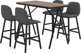 HOMCOM Zestaw Barowy 5-częściowy, Stół i 4 Krzesła, Guzikowe Pikowania, Grube Obicia, Wygląd Lnu, Ciemnoszary