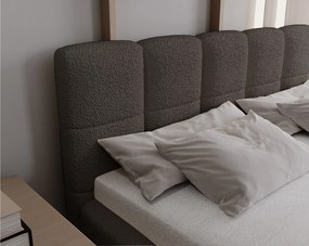 Emporius Kastilo łóżko dwuosobowe 200x200 z pojemnikiem, łóżko tapicerowane, stelaż, tkanina boucle, ciemny szary (Anthology 18)