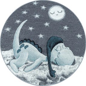 Dywan dziecięcy Bambi Dino szaro-niebieski 160 cm x 160 cm koło
