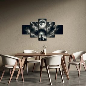Obraz – Czarno-białe drzewo w pełni księżyca (125x70 cm)