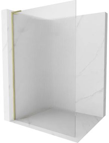 Mexen Kioto L ścianka prysznicowa Walk-in 120 x 200 cm, prążki, złota szczotkowana - 800-120-103-55-09