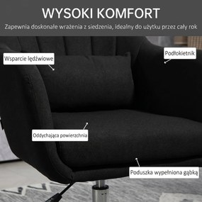 HOMCOM Krzesło obrotowe, regulowany fotel biurowy, lenopodobny poliester, metal, 60 x 60 x 79-91 cm, Szary