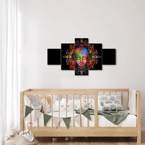 Obraz - Popiersie Buddy w neonowych kolorach (125x70 cm)