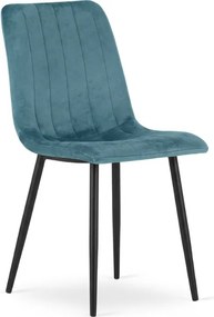 Aksamitne krzesło LAVA PETROL BLUE w kolorze nafty z czarnymi nogami