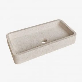 Prostokątna Umywalka 60x30 Cm Z Cementu Ronald Biały Kamień - Sklum