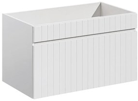 Szafka pod umywalkę wisząca ryflowana biała - 80 cm - SATARA