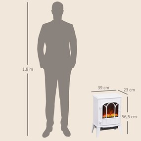 HOMCOM Elektryczny kominek wolnostojący 1000/2000 W, dekoracyjny kominek z efektem płomienia LED, biały | Aosom PL