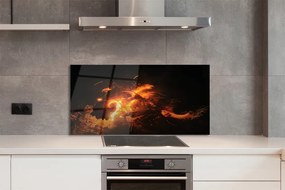 Szklany Panel Ogień z Pyska Smoka