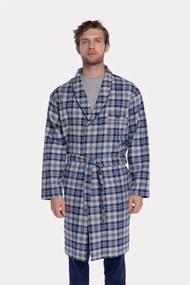 Męski flanelowy szlafrok LUCAS M Ciemnoniebieski