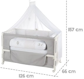 Biało-szare łóżeczko na kółkach 60x120 cm Fox &amp; Bunny – Roba