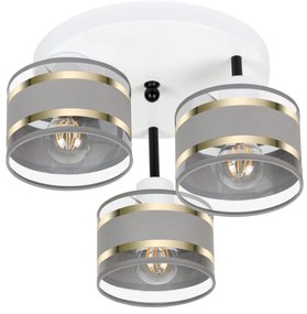 Lampa sufitowa biała trzypunktowa z szarymi abażurami T-3030WE-GRGRGR