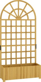 Outsunny Kwietnik z Kratką Drewniany Kwietnik z Otworem Drenażowym 90 x 30 x 180 cm Naturalne Drewno | Aosom PL