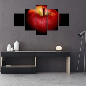 Obraz jabłka na czarnym tle (125x70 cm)