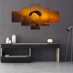 Obraz spadochroniarza o zachodzie słońca (125x70 cm)