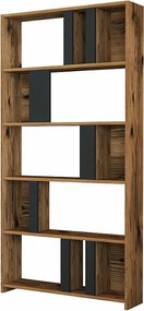 Nowoczesny regał na książki – 90 x 180 x 20 cm – Orzech i antracyt – Płyta MDF pokryta melaminą