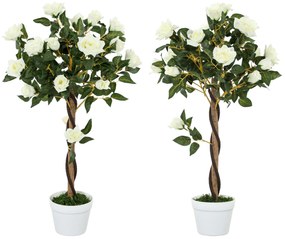 Outsunny Sztuczny krzew, Sztuczna roślina w doniczce cementowej, sztuczna roślina