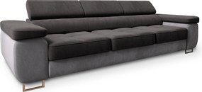 Masseno Sofa MOSINE z funkcją spania, Rozkładana sofa z regulowanymi zagłówkami - Czarny, MONOLITH 95 + MONOLITH 84
