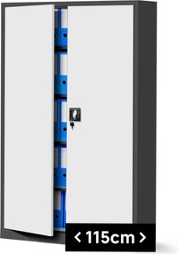 Szafa biurowa na akta szeroka Jan II 115x40x185 cm antracyt/biały