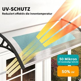 Outsunny Daszek nad drzwi/okno, odporny na warunki atmosferyczne, przezroczysty, aluminiowe pręty łączące/poliwęglan, 110 x 60 x 18 cm | Aosom PL