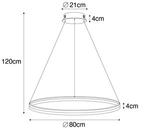 Designerska lampa wisząca brąz 80 cm z 3-stopniową regulacją ściemniania LED - Anello Nowoczesny Oswietlenie wewnetrzne