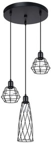 Lampa wisząca z 3 drucianymi kloszami - A421 T8-D16