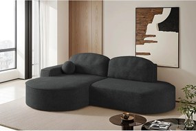 Narożnik z funkcją spania i pojemnikiem Modena Runden, tkanina Arena, Grafitowy, Lewy