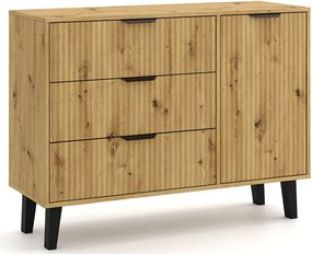 Ryflowana komoda z 3 szufladami i szafką dąb artisan R3-T24