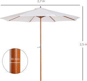 PARASOL OGRODOWY Z KORBKĄ DREWNIANY BALKONOWY Φ2.7M TOPOLA Kremowy | Aosom PL