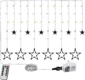 Świąteczna kurtyna 12 gwiazdek, 150LED, biała ciepła i zimna