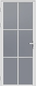 Drzwi z ościeżnicą odwracalne z Aluminium i Szkła hartowanego Przydymionego - wys. 204 x szer. 73 cm - Biały SEROTO