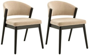 Zestaw 2 krzeseł z tkaniny i czarnego drewna hebanowego - Beige - ZELVYN
