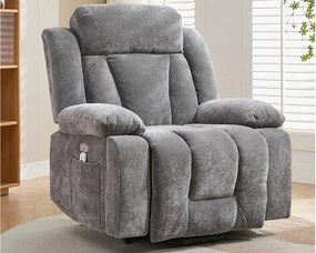 Fotel do masażu elektryczny regulowany 95x94x107cm - Funkcje masażu i ogrzewania - Boczne kieszenie - Uchwyt na kubek i porty USB - Szary