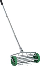 Outsunny aerator do trawnika metal ocynkowany 135 cm x 43,5 cm x 15 cm