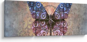 Obraz - Steampunk motyl (z zegarem) (90x30 cm)