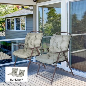 Outsunny Zestaw 2 poduszek na siedzisko, 98 x 50 cm poduszki na krzesła z taśmami, pokrowiec materiałowy, 8cm grubości jasnoszary | Aosom PL