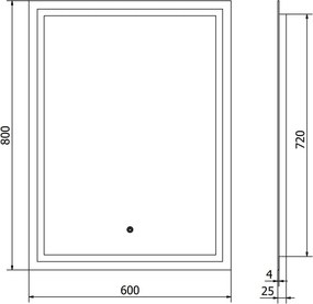Mexen Miko lustro łazienkowe podświetlane 60 x 80 cm, LED 6000K, antypara - 9819-060-080-611-00