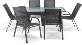 Zestaw mebli ogrodowych dla 6 osób ze stołem i krzesłami Umberto, kolor czarny