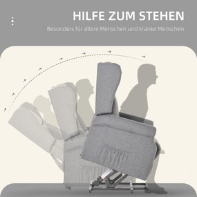 Fotel podnoszony z funkcją wstawania i leżenia kremowy szary idealny do salonu z tkaniny | Aosom PL