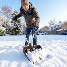 Outsunny Łopata do śniegu 45 cm, tworzywowa łyżka z ergonomicznym uchwytem dodatkowym, odśnieżarka z trzonem aluminiowym i metalową krawędzią | Aosom PL