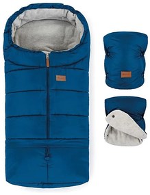 PETITE&MARS - Zestaw śpiwór 3w1 JIBOT + mufki do wózka niebieski