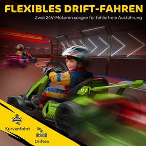 HOMCOM 4 V elektryczny gokart dla dzieci do 12 km/h, gokart z funkcją driftu, 2 silniki, regulowane siedzenie, łagodne ruszanie | Aosom PL