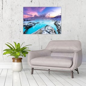 Obraz na szkle - Błękitna laguna na Islandii (70x50 cm)